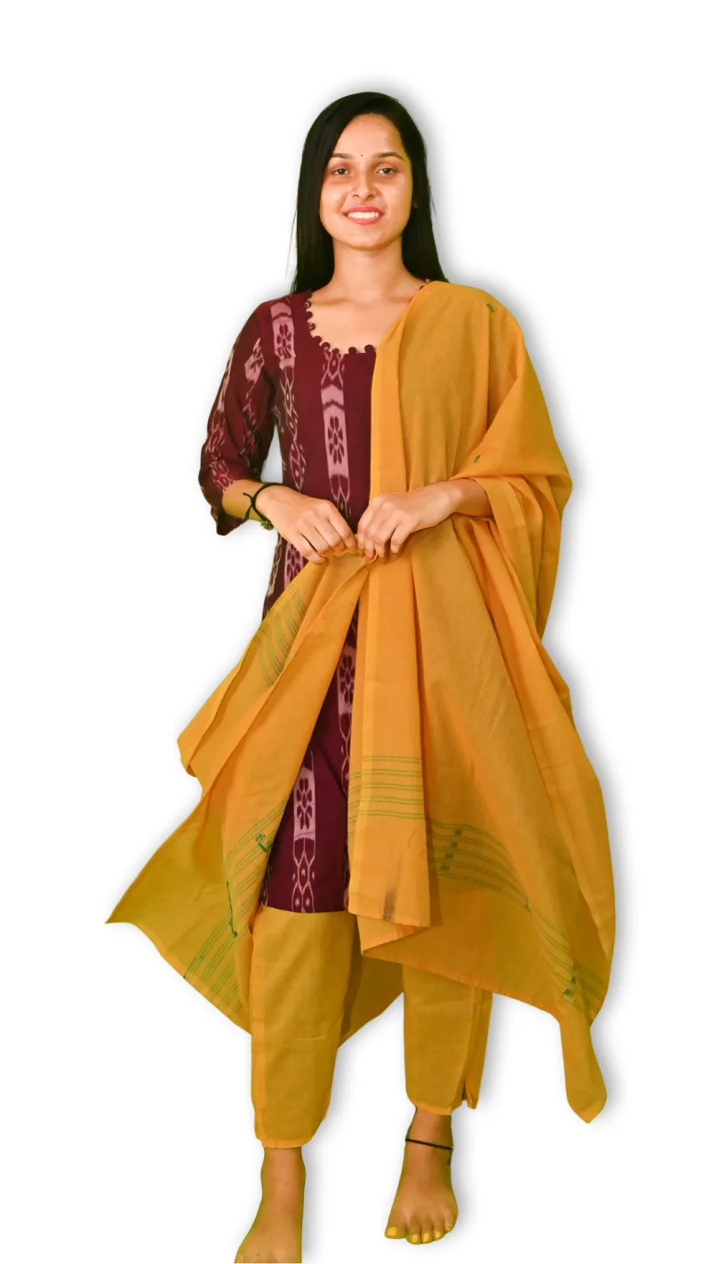 Salwar Suit Set (Traditional Ethnic Wear) maroon and mustard yellow combination(STITCHED)